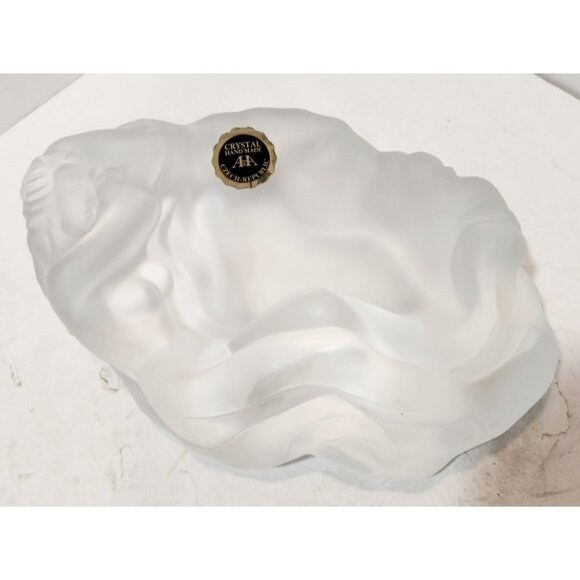 A & A Crystal Handmade Czech Art Deco Frosted Glass Nude Woman Ashtray Dish Vtg - Picture 2 of 12
